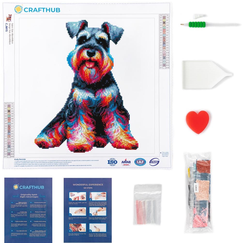 15.7"x15.7" / 40cm x 40cm Miniature Schnauzer Dog - Diamond Painting Kit