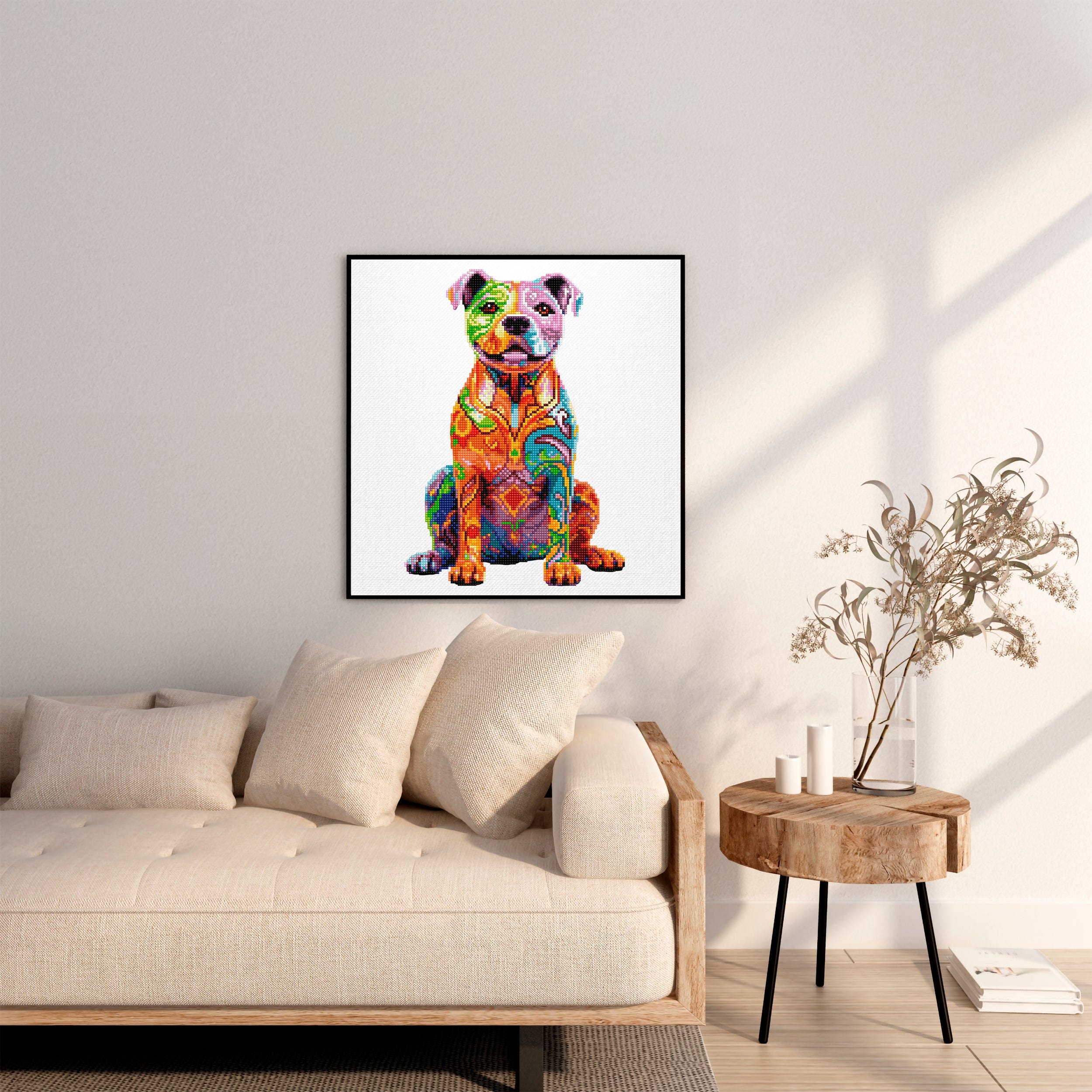 15.7"x15.7" / 40cm x 40cm Staffordshire Bull Terrier Dog Staffy - Diamond Painting Kit