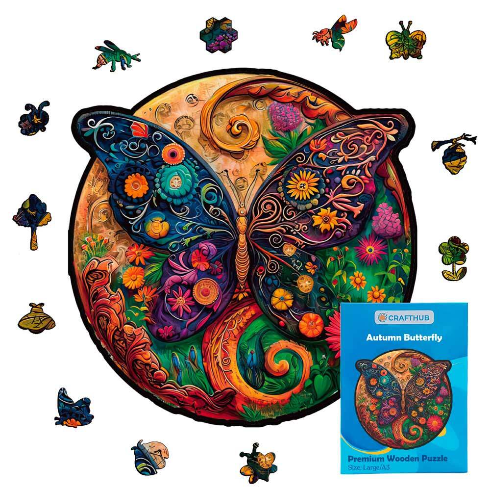 Animal Jigsaw Puzzle > Wooden Jigsaw Puzzle > Jigsaw Puzzle A5 Autumn Butterfly - Jigsaw Puzzle