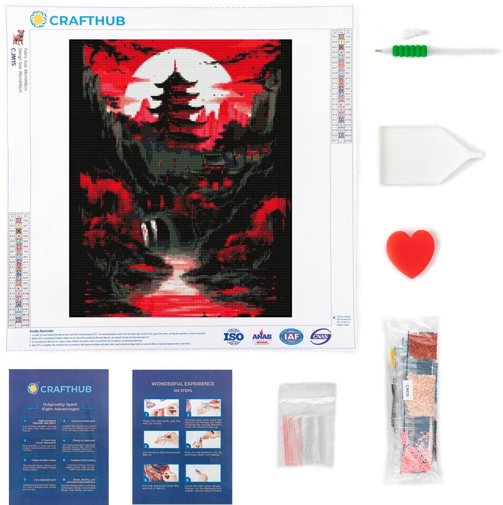 15.7" x 19.7" (40x50cm) Temple At Dawn - Diamond Painting Kit