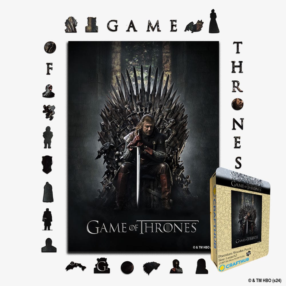 Animal Jigsaw Puzzle > Wooden Jigsaw Puzzle > Jigsaw Puzzle A4 + Wooden Gift Box Ned Stark's Iron Throne - Wooden Jigsaw Puzzle