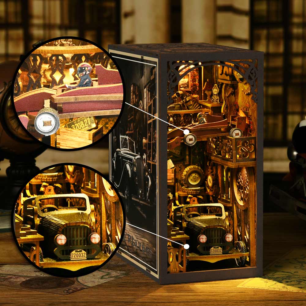 3D Wooden Puzzles 255 Pieces | 9.1"x7.1"x4.3" Car Players - DIY Book Nook Kit