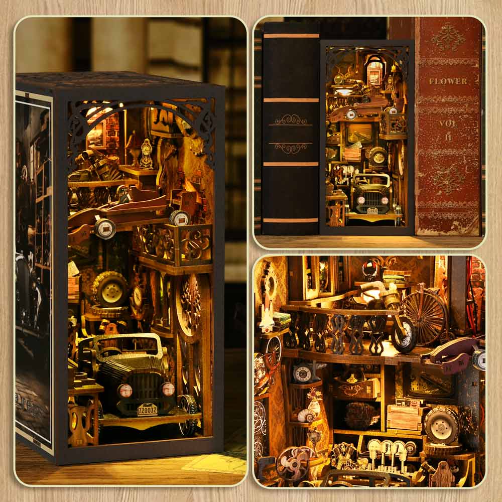 3D Wooden Puzzles 255 Pieces | 9.1"x7.1"x4.3" Car Players - DIY Book Nook Kit