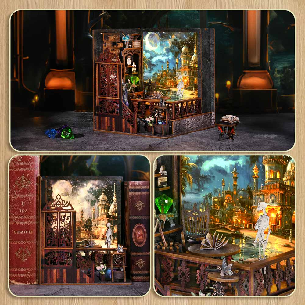 3D Wooden Puzzles 112 Pieces | 7.9"x6.9"x6.9" Magic Exploration - DIY Book Nook Kit