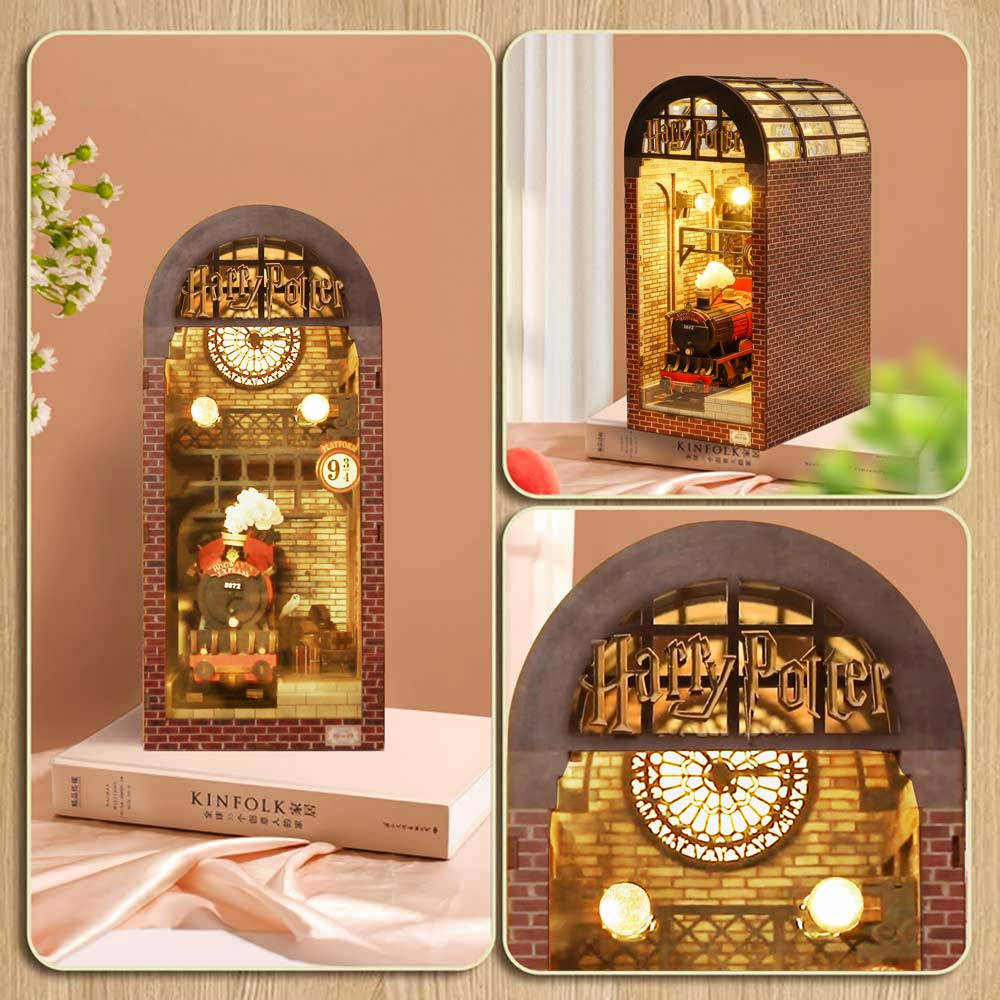 Book Nook Kits 344 Pieces | 25.5×11×18.0cm (10" x 4.3" x 7.1") Harry Potter: Platform 9¾: Hogwarts Express Station - DIY Book Nook Kit