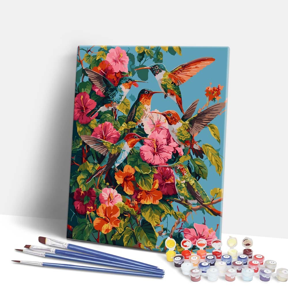 Painting By Numbers Kits 15.7" x 19.6" (40 x 50cm) Hummingbird Garden - Paint By Numbers Kit