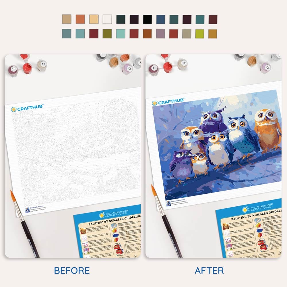 Painting By Numbers Kits 15.7" x 19.6" (40 x 50cm) Parliament of Owls - Paint By Numbers Kit
