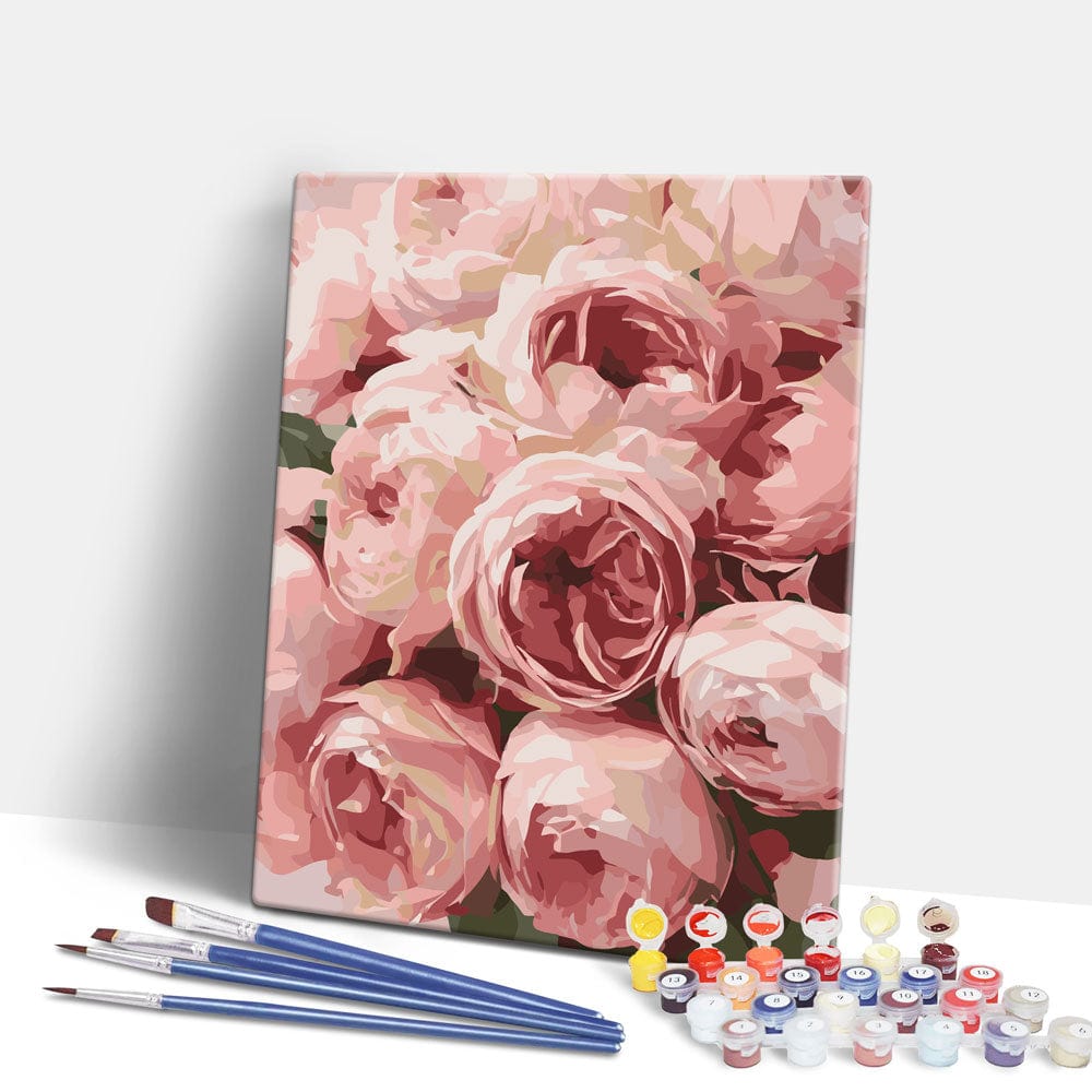 Painting By Numbers Kits 15.7" x 19.6" (40 x 50cm) Pink Roses  - Paint By Numbers Kit
