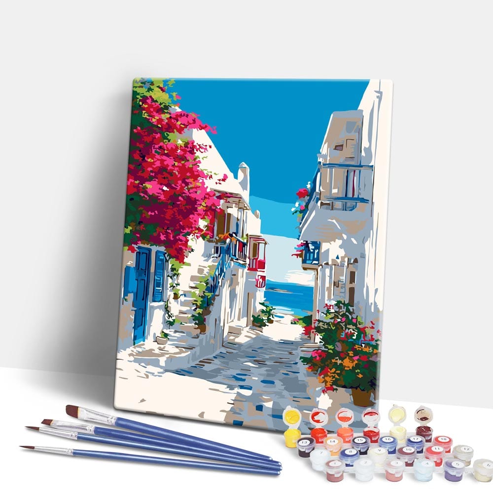 Painting By Numbers Kits 15.7" x 19.6" (40 x 50cm) Santorini Sea View - Paint By Numbers Kit