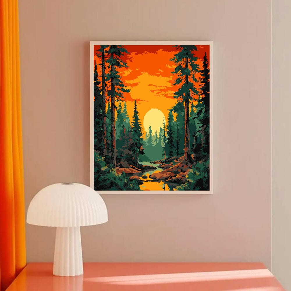 Painting By Numbers Kits 15.7" x 19.6" (40 x 50cm) Sunset in Valley - Paint By Numbers Kit