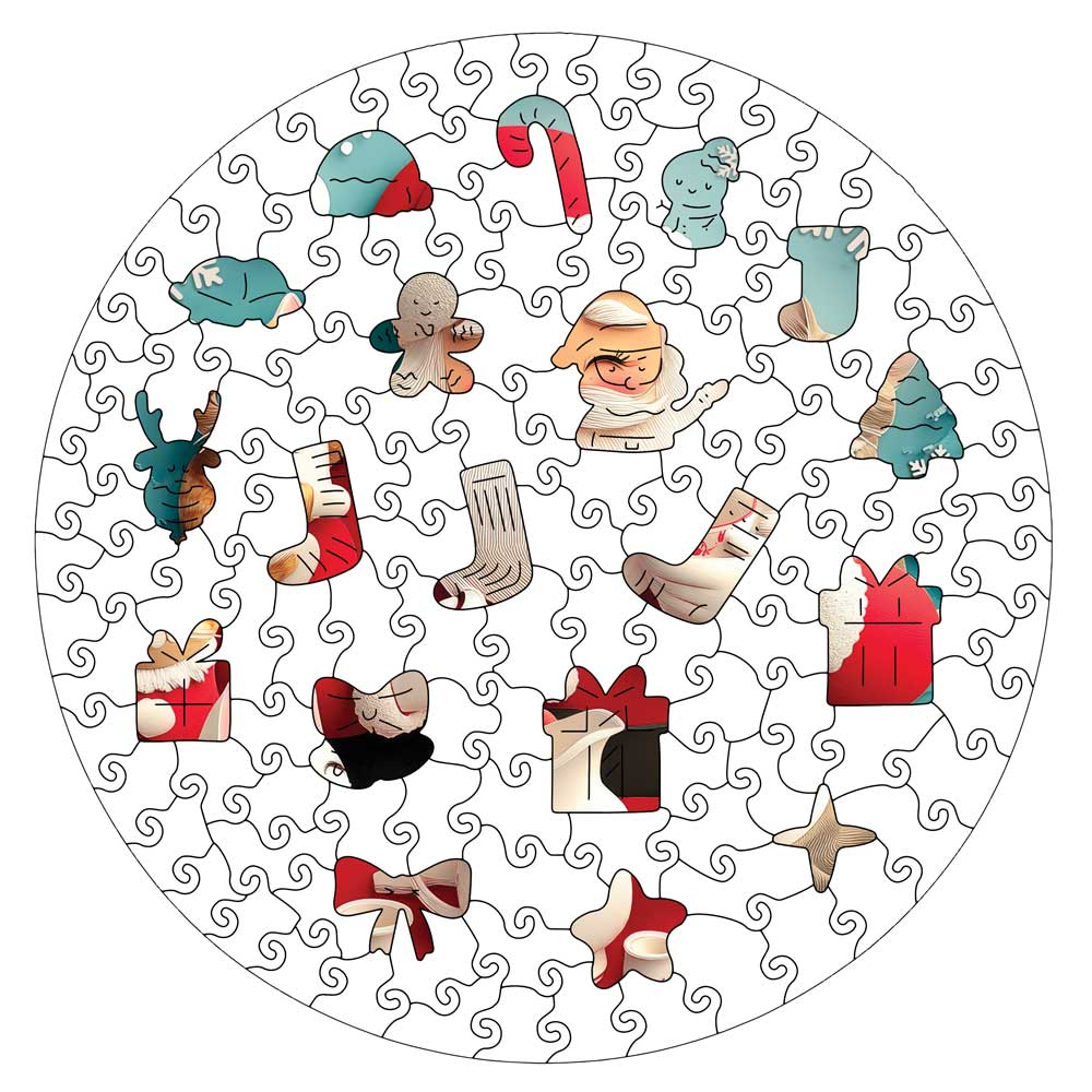 Tomten med Katter - Träpussel