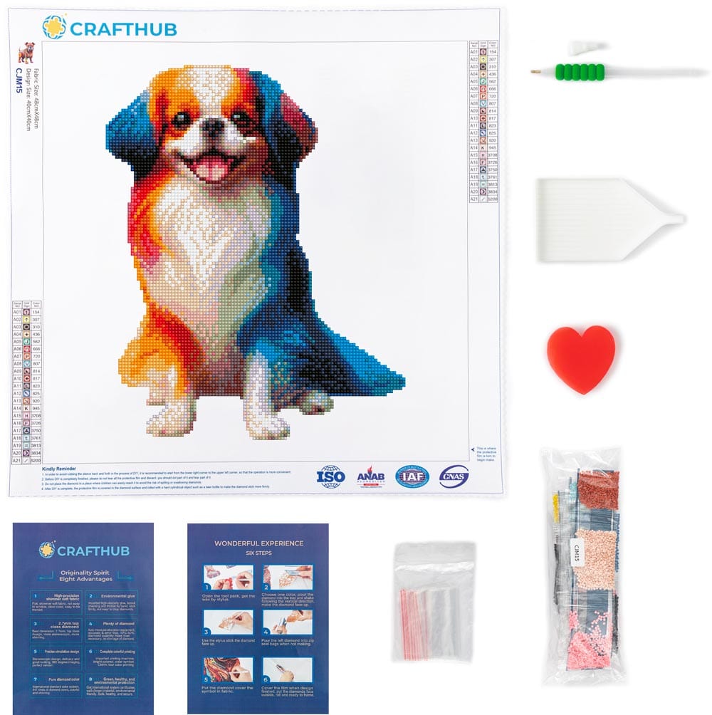 15.7"x15.7" / 40cm x 40cm Japanese Chin Dog - Diamond Painting Kit