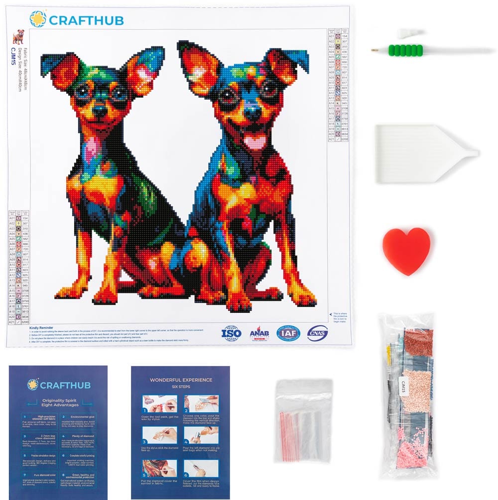 15.7"x15.7" / 40cm x 40cm Miniature Pinscher Twins Dog - Diamond Painting Kit