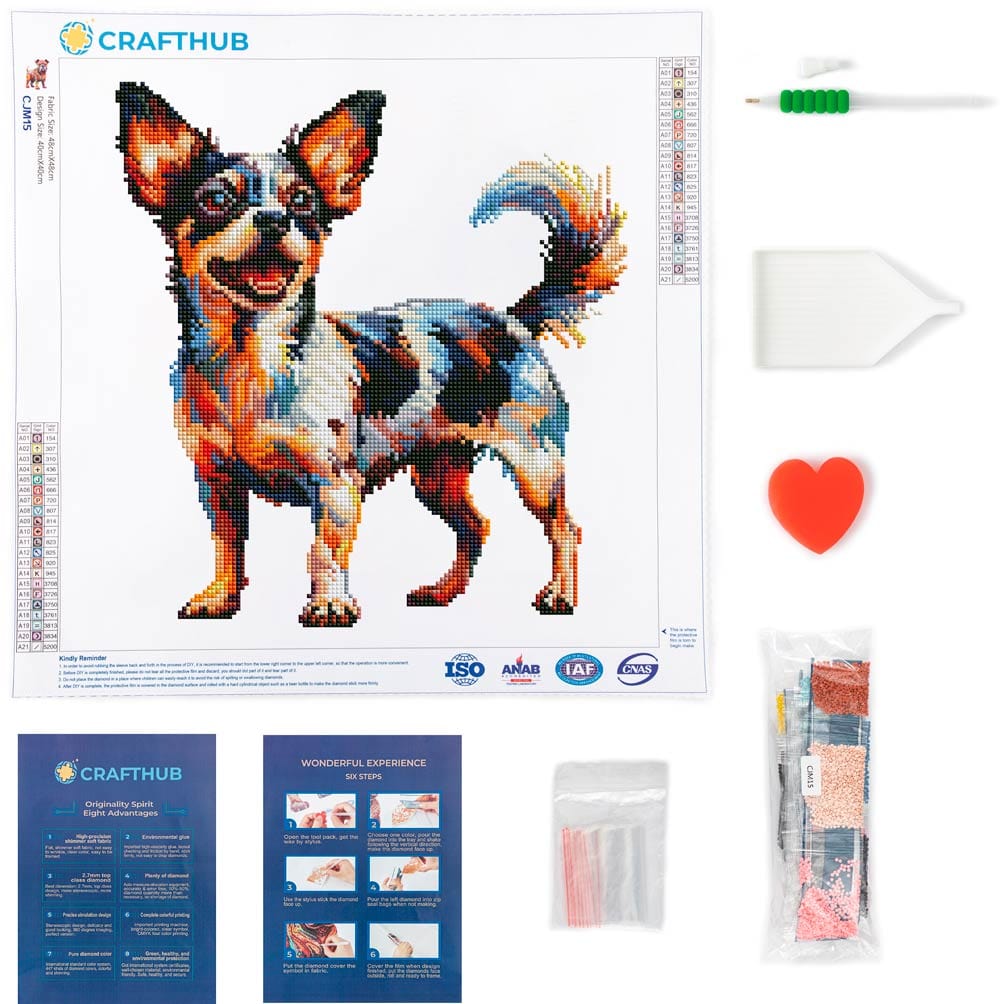 15.7"x15.7" / 40cm x 40cm Rat Terrier Dog - Diamond Painting Kit