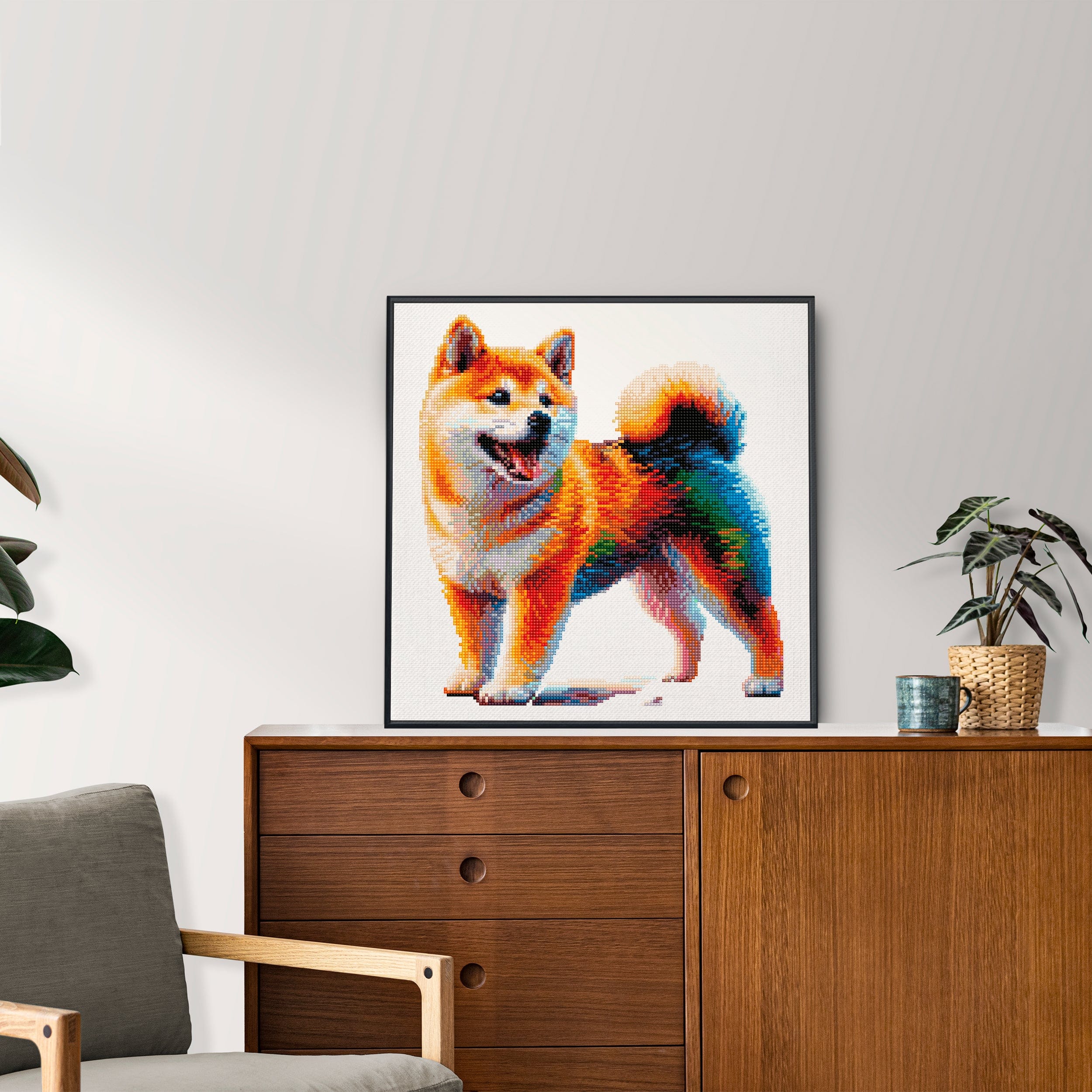 15.7"x15.7" / 40cm x 40cm Shiba Inu Dog - Diamond Painting Kit