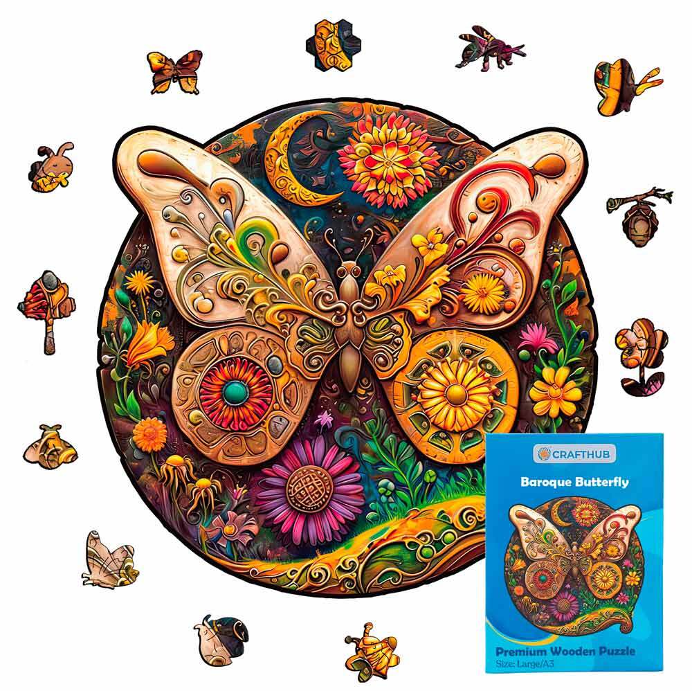 Animal Jigsaw Puzzle > Wooden Jigsaw Puzzle > Jigsaw Puzzle A5 Baroque Butterfly - Jigsaw Puzzle