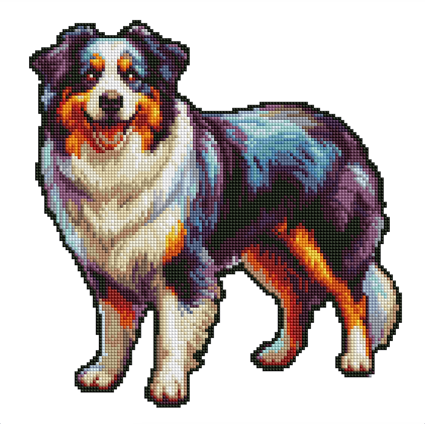 15.7"x15.7" / 40cm x 40cm Australian Shepherd Dog - Diamond Painting Kit