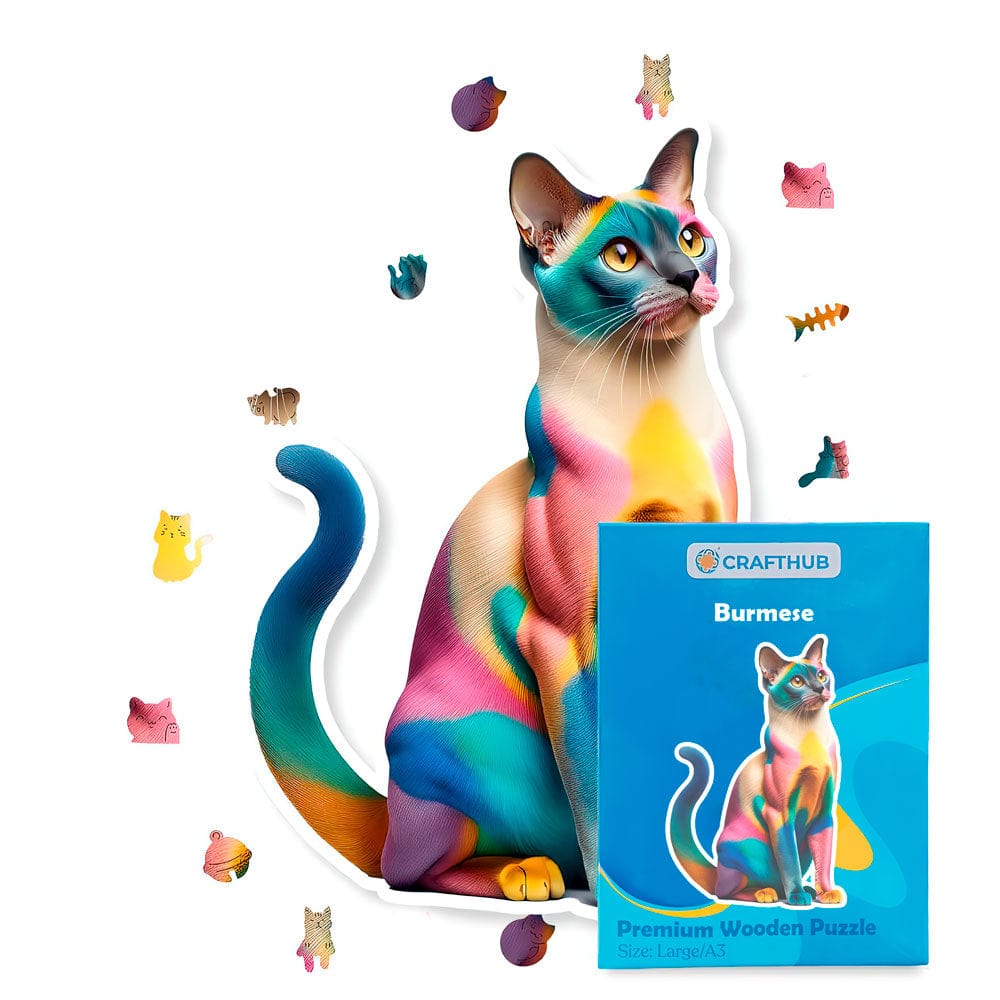 Animal Jigsaw Puzzle > Wooden Jigsaw Puzzle > Jigsaw Puzzle A4 + Paper Box Burmese Cat - Jigsaw Puzzle